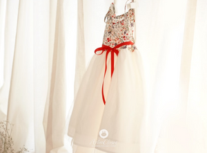 Arim Closet Lovely Flower Red Ribbon Baby Dress
