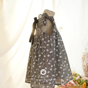 Arim Closet Black Ribbon Flower Cotton Baby Dress